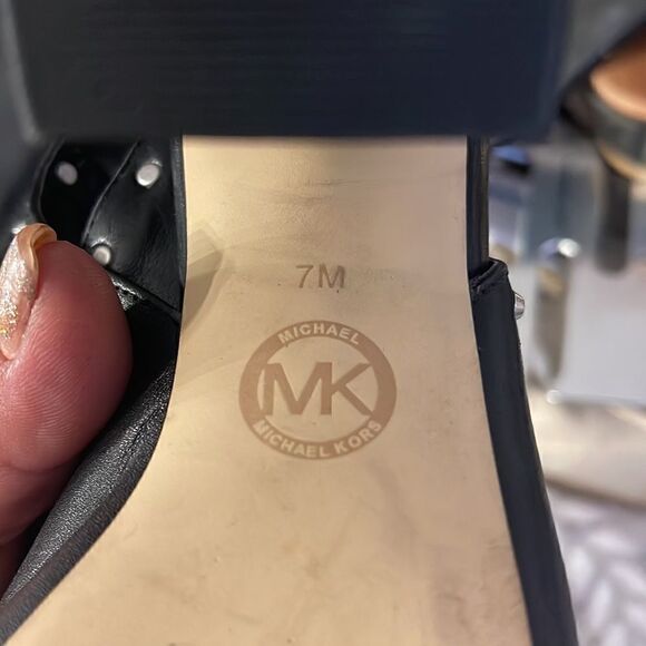 MICHAEL Michael Kors
Women's Astor Leather Studded Slingback Block Heel Sandals - Picture 7 of 10